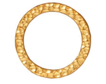 5 Pc Gold Ring Link Connector Hammered, 19mm Bright Gold TierraCast Link, 19mm Gold link Connectors, Hammered circle connector findings