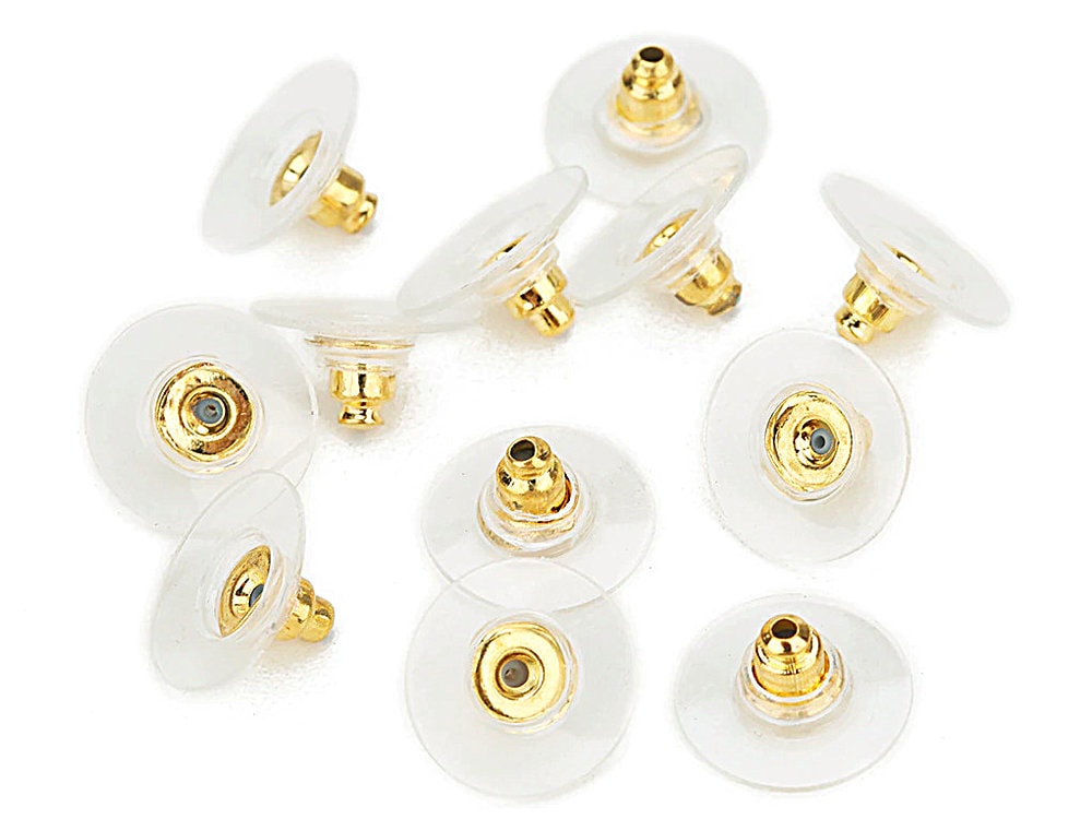 Outus 100 Pairs Bullet Clutch Earring Backs with Pad Earring Safety Backs, Silver and Gold