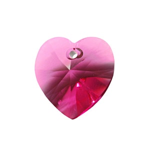 Swarovski® 6202 Heart Shape Pendant 18mm Fuchsia, 6202 Swarovski Heart Shape Crystal Pendant, Swarovski Crystal Pendants - 6202-18FUCH