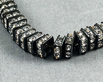 10 piezas de cuentas espaciadoras cuadradas de cristal checo con acabado negro, 4,5 mm, 6 mm, 8 mm, cuentas espaciadoras cuadradas de cristal checo con acabado negro