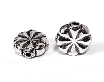 2 Pc 14mm Sterling Silver Fancy Bead, Sterling Silver Flower Beads, 1.5mm hole, Fine style Sterling silver flower beads - SB947