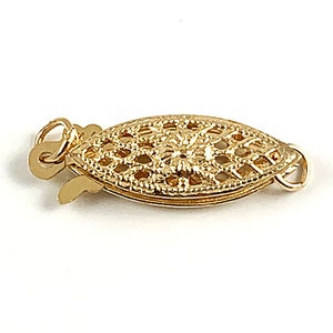 1 pc 14K Gold Large Filigree Pearl Clasp, 14K Gold Large Filigree Pearl Clasp 16x6mm, 14k Gold Clasp for Bracelet, Gold Push-in Clasp
