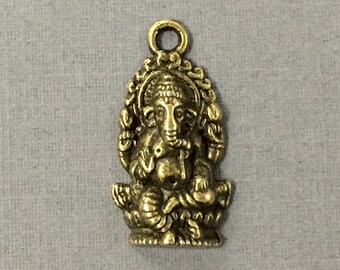 Ganesh Ganesha Charms Pendant, Antique Brass Finish, 1" Tibetan Brass charm, Elephant God Charm, Good Luck Charm, Choose Qty 4, 10, 20