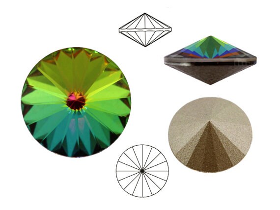 4 Pcs Swarovski® 1122 Rivoli Stone Crystal Foiled 14mm, NO Hole