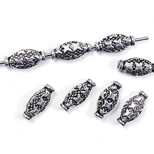 2 Pc 12mm Turkish Sterling Silver Beads Antiqued, Sterling Silver Bali Beads, 0.75mm hole, Bali Style Sterling Silver oval Beads - A306P