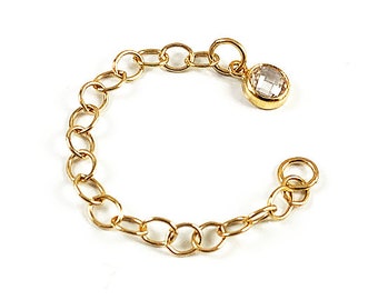 2" 14K Gold-Filled Extender Cable Chain & 4mm Faceted CZ Drop  14k Gold-Filled Findings Choose Qty 1, 4, 10 pc GF703-4