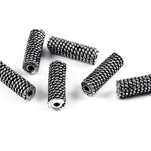 4 Pcs 14x4.5mm  Bali Style Oxidized Sterling Silver Tube Beads  Bali Silver Tube Beads, 1.5mm hole, Sterling silver rope design tube beads