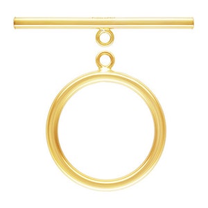 May include: Gold-toned metal toggle clasp with a round ring. The clasp is designed for attaching to necklaces, bracelets, or other jewelry.