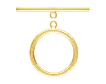 May include: Gold-toned metal toggle clasp with a round ring. The clasp is designed for attaching to necklaces, bracelets, or other jewelry.