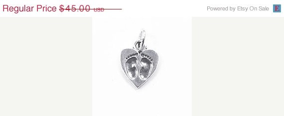 Heart Charm with Baby Footprints Sterling Silver - Made in the USA Heart Charm with Baby Footprints Sterling Silver - Made in the USA