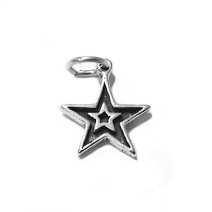 Double Star Charm Sterling Silver 15.5mm, silver Star Charms, Sterling Silver Charms, Space charms, Celestial, Double Star Charms -SP512