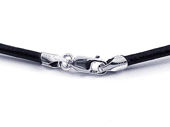 Black Leather 1.5mm Cord with Sterling Silver Lobster Closure Black Leather 1.5mm Cord with Sterling Silver Lobster Closure