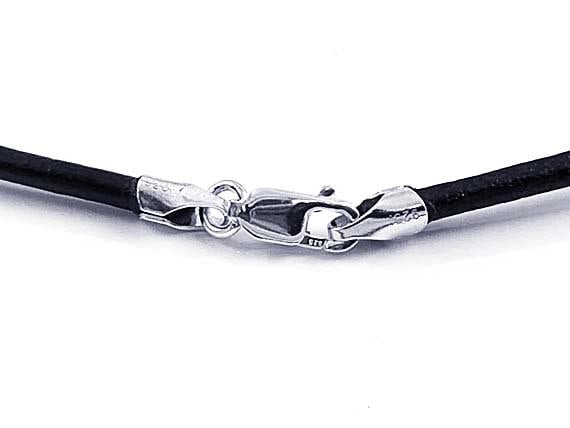 Genuine Black Leather Braided Necklace Pendant Cord 925 Sterling Silver 14  Inch