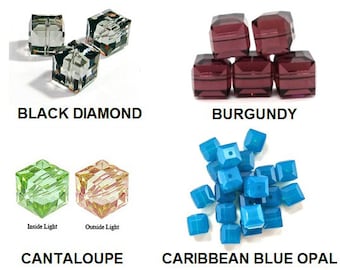 6 pcs Swarovski® 5601 Faceted Cube Beads 6mm, Swarovski Crystal Beads, 5601 Swarovski Crystal Cubes 6mm, Choose Color