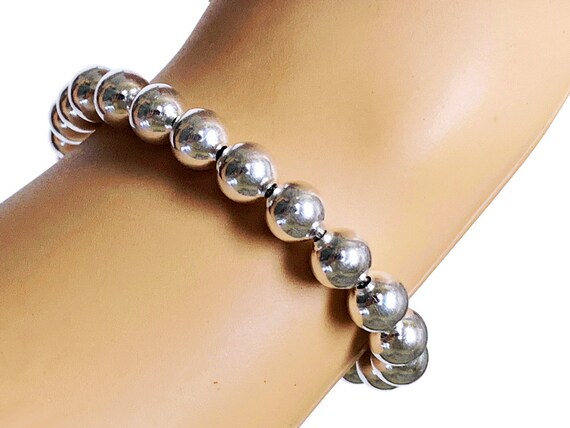 Sterling Silver Ball Bead Bracelets 10mm Bead Bracelets 7.5 or 8.5
