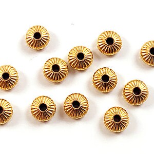 4 pcs 14K Gold Filled Corrugated Saucer Beads 5mm, Wholesale 14K Gold Filled beads, 5mm Gold-Filled Corrugated Saucer Beads 14/20Kt - GB705