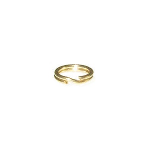 May include: A gold-colored metal key ring with a circular shape.