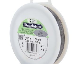 1000 Feet Beadalon 7 Strand Bead Stringing Wire Bright 0.015 Inch 0.38mm, 7 Strand Beadalon Wire 0.015" BRIGHT Stainless Steel - JW02T-8