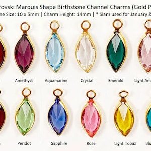 12 Pc Marquis Swarovski® Birthstone Crystal Charms, Gold Plated Bezel, 1 of each month, birthstone set Swarovski marquis gold Charms