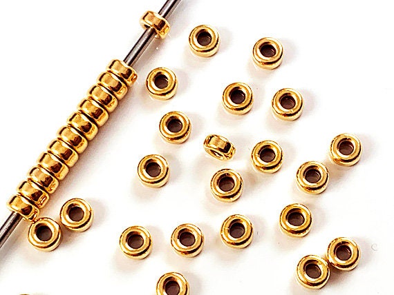14K Gold Filled Rondelle Beads 4 x 2mm, 1.5mm Hole Wholesale 14K Gold Filled beads, Gold-Filled Rondelle Beads 14/20Kt Buy Bulk N Save GB404