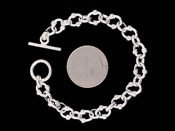 Sterling silver link bracelet toggle clearance