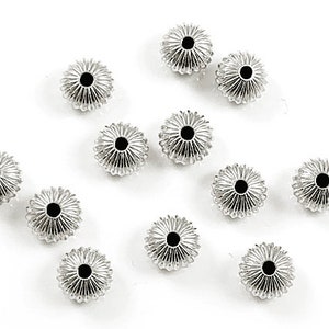 4 pcs 925 Sterling Silver Corrugated Saucer Beads 6mm, 925 Sterling Silver beads, 6mm 925 Sterling Silver Corrugated Saucer Beads - SB706