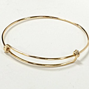 14K Gold Filled Bangle Bracelet, Adjustable Bracelet, 8 - 9.5 Inch,  Personalized Bangle Bracelet, Charm Bracelet - BBNGA02