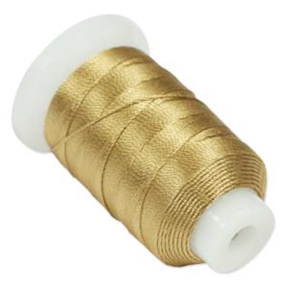 100% SILK Pearl String Thread Gold Size E 0.5 Oz Spool 200 Yards