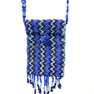 1.5 Ft Blue Beaded Purse, Handmande Beaded Coin Pouch, Beaded Wallet 1.5 Ft long, purse has 3.5&quot; in size, Indian Beaded Purse, Shoulder Bag