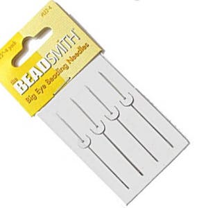 May include: A package of six silver beading needles, labeled "The Beadsmith Big Eye Beading Needles".