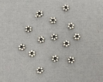 100 Pc 3.5mm Daisy Beads Pewter, 3.5 mm Antique Silver daisy Spacers, silver daisy heishi - Similar to Tierracast P0418SA Daisy Bead.