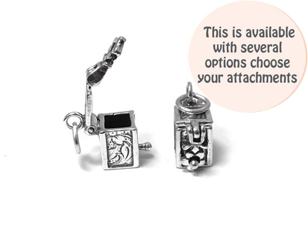 Movable Prayer Box Charm Sterling Silver 14mm, Silver Religious Charms