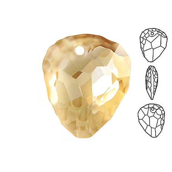 Swarovski® 6190 Rock Pendant 23mm Crystal Golden Shadow, Swarovski Crystal Pendants - 6190-23CLgs