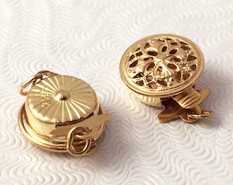 9mm Pearl Clasp 14K Gold Filled Round Filigree Clasp Gold Filled Pearl Box Clasp, Filigiri Gold Clasp, Pearl clasps Gold Fill Findings GF133