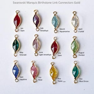 Swarovski® Marquis Birthstone Crystal Bezel Connector Links Tarnish Resistant Gold Plated 12Pcs 1 of each month Permanent Jewelry Supply USA