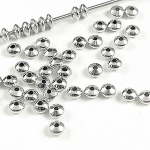 12 pcs 925 Sterling Silver Saucer Beads 3.5mm, 0.8mm Hole, Wholesale Sterling Silver beads, 3.5mm 925 Sterling Silver Saucer Beads - SB603A