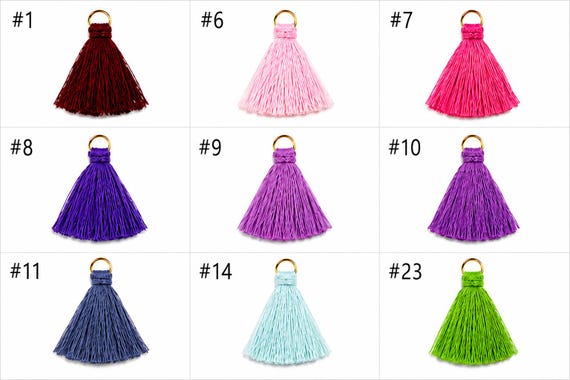 10 Pc Cotton Tassels Handmade 48 mm ,1.9 inch 25 colors Bohemian Jewelry Supply, Gold Jump Ring, Jewelry Tassel, Choose your color - CT