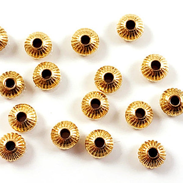 10 pcs 14K Gold Filled Corrugated Saucer Beads 3mm, Wholesale 14K Gold Filled beads, 3mm Gold-Filled Corrugated Saucer Beads 14/20Kt - GB703