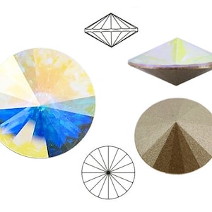 4 pcs Swarovski® 1122 Rivoli Stone Crystal Foiled 16mm, NO Hole for DIY jewelry making, 1122 Swarovski Crystal Rivoli Stones, Choose Color