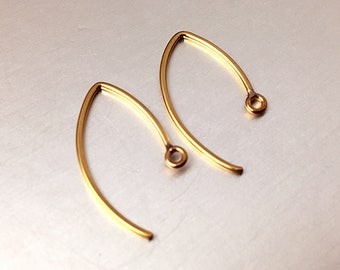 Gold-Filled V Shape Fancy Earwire, 14k Gold-Filled Findings Gold Ear Wire 1 Pair (2 Pc) 22mm - GF1040-2