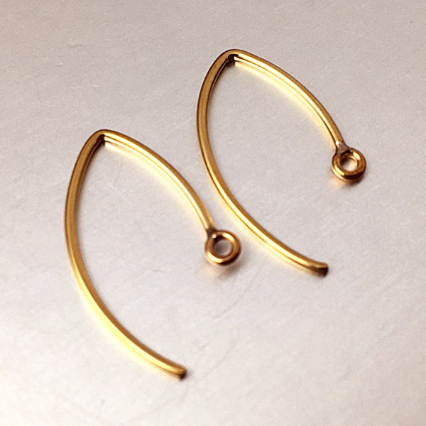 Gold-Filled V Shape Fancy Earwire, 14k Gold-Filled Findings Gold Ear Wire 1 Pair (2 Pc) 22mm - GF1040-2