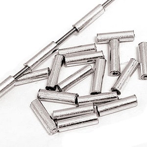 10 Sterling Silver 7.5mm tube beads, Plain Tube Beads 7.5x2mm, 1mm Hole Sterling Silver Smooth Plain Tubes Sterling silver findings - SB1031