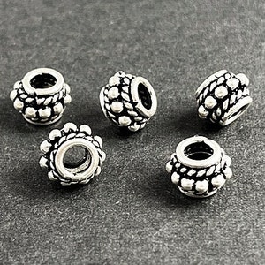 1 pc Bali Sterling silver large hole Bali style spacer bead, 925 Sterling Silver Bead for European Bracelets 6.3x8.75mm, 3.5mm Hole - SBH159