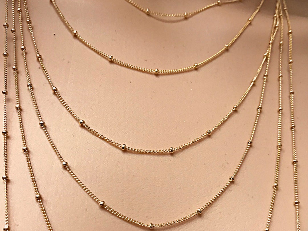 ◆STONEHENgE◆ Braid 14K Necklace SA25A36U4R SAG-25A36U-N4RC 14K Gold Filled Satellite Chain Necklace 16 18 20 24 30