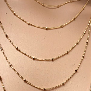 14K Gold Filled Satellite Chain Necklace 16 18 20 24 30&quot; 1.9mm bead, Choose Length, Gold station layering necklaces, 1 Pc