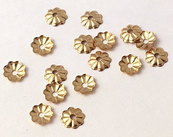 14K Gold Filled Bead Caps 3, 4, 5mm Flower Gold-Filled Beadcaps, 14k Gold-Filled Findings, Choose Options, Buy Bulk & Save, USA made.