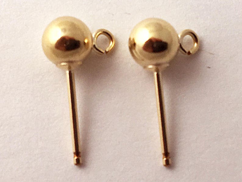 GoldFilled 5mm Ball Post Earrings with loop 14k GoldFilled Etsy