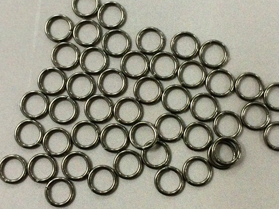 25 Pc 6mm Dark Oxidized Jump Rings 18 Gauge, Sterling Silver Open