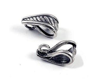 2 pcs Sterling Silver Fancy Design Pendant Bail with Ring .925 Sterling Silver 12 x 6 mm Pendant Bail with Fancy Design - SC120