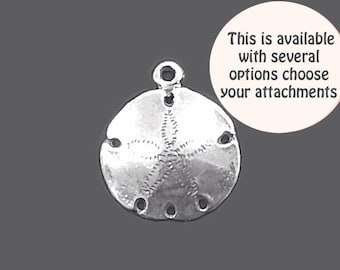 Sand Dollar Sterling Silver Charm Pendant 16mm x 19mm Nautical Charm, Sealife Charm, Beach Charms Shell Charm- SP129